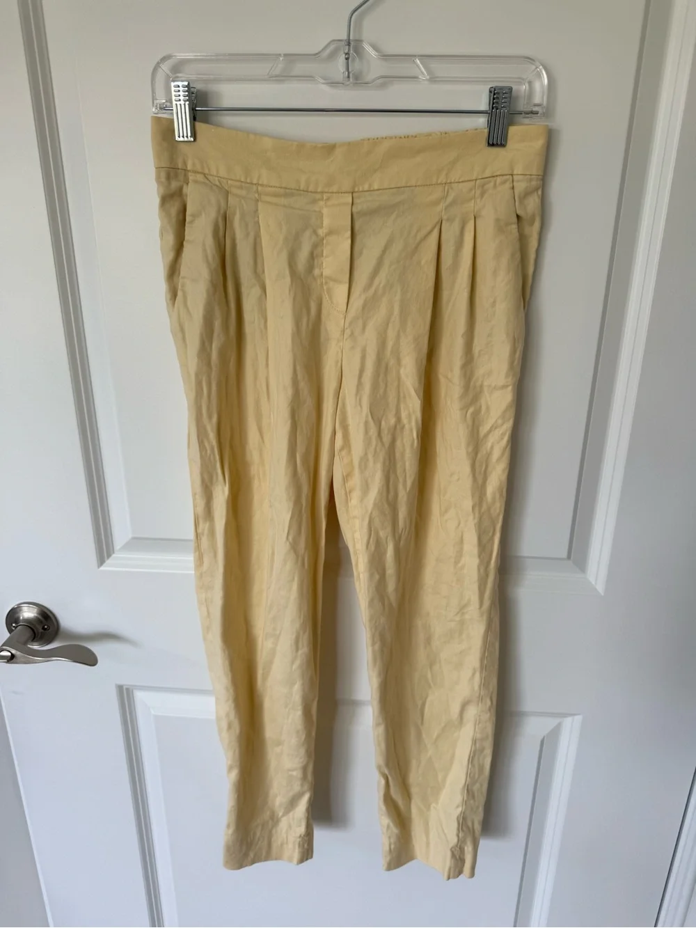 Aritzia Babaton Butter Yellow Linen Blend Pants Size 4